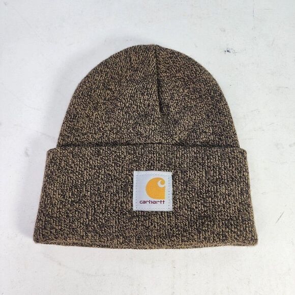 Snow Carhartt Beanie Cap One Size Brown Winter Knit Work Wear Outdoors Hats - Picture 1 of 4
